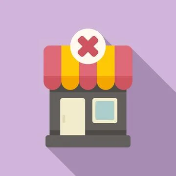 Shop cancel icon flat vector. Card error イラスト素材