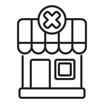 Shop cancel icon outline vector. Card error 스톡 일러스트