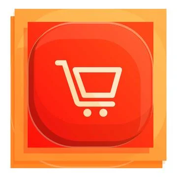 Shop cart button interface icon, cartoon style 스톡 일러스트
