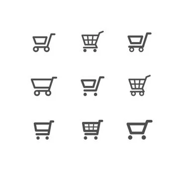 Shop carts vector set, isolated icons Illustrazione stock