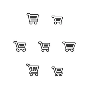 Shop carts vector set, isolated icons Illustrazione stock