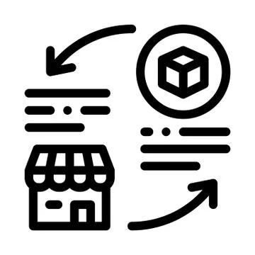 Shop circle arrow cube icon vector outline illustration Stock Illustration