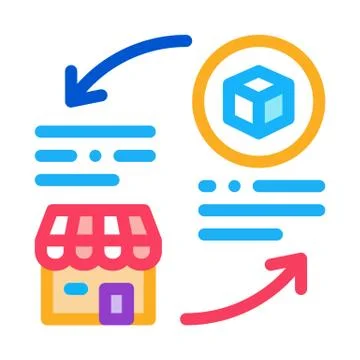 Shop circle arrow cube icon vector outline illustration Stock Illustration