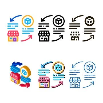 Shop circle arrow cube icon vector concepts outline 库存插图