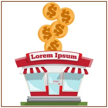 Shop with coins. Stock Illustration