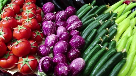 Shop counter with vegetables Video stock 90300990