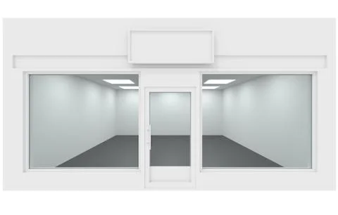 Shop design facade, empty store place 3d rendering Stock Illustration