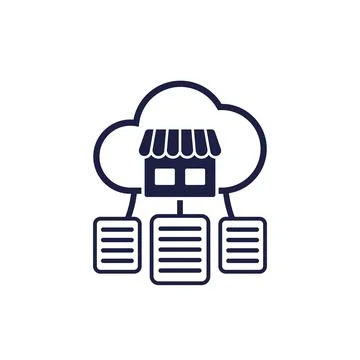 Shop documents icon with a cloud 스톡 일러스트