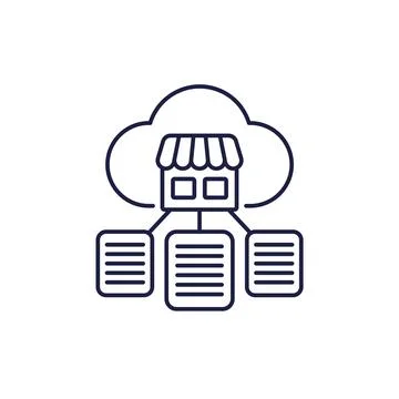 Shop documents line icon with cloud Stockillustratie