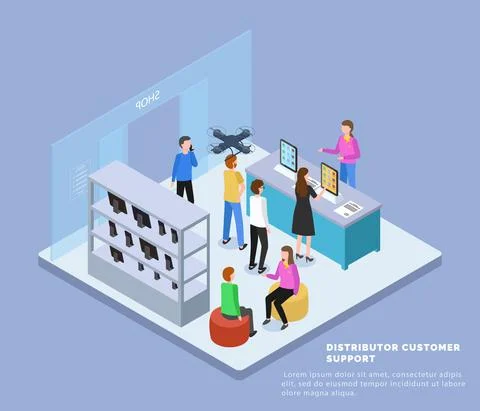 Shop of electronics, gadgets, modern digital devices, customers buyers choosing 库存插图