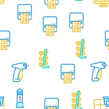 Shop Equipment Device Vector Seamless Pattern Stock Illustration