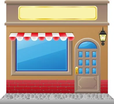 Shop facade with a showcase 库存插图
