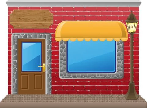Shop facade with a showcase 库存插图