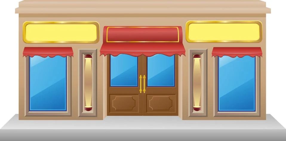 Shop facade with a showcase 库存插图