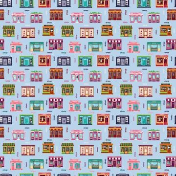 Shop facade vector pattern Stock Illustration