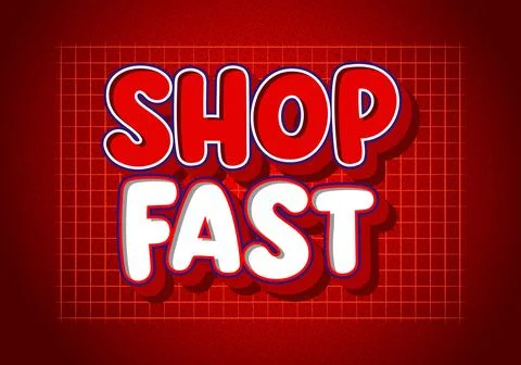 Shop fast text on red retail promotion background Stock Illustration