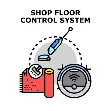 Shop floor control system for smart robot cleaning Stock Illustration