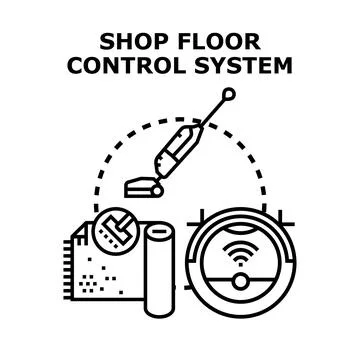 Shop floor control system for smart robot cleaning Stock Illustration