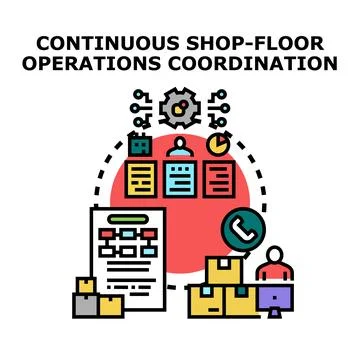 Shop floor operations coordinating business process illustration Stock Illustration