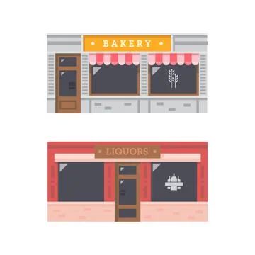 Shop front facade flat design Stock Illustration