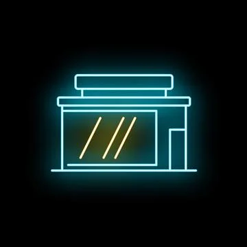 Shop front neon light icon blue design Stock Illustration