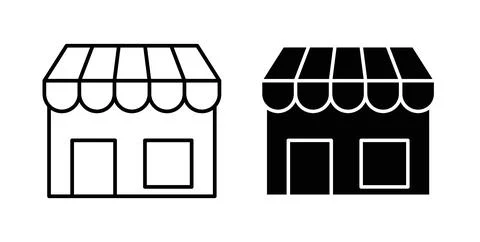Shop icon in black and white. vector icon pack for websites Ilustración de archivo