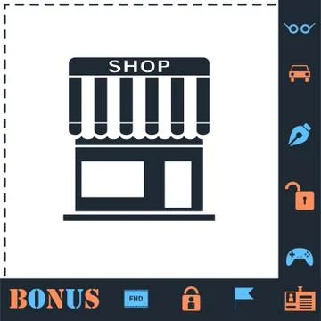 Shop icon flat Stock Illustration