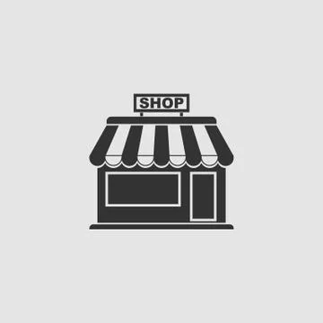 Shop icon flat Stock Illustration