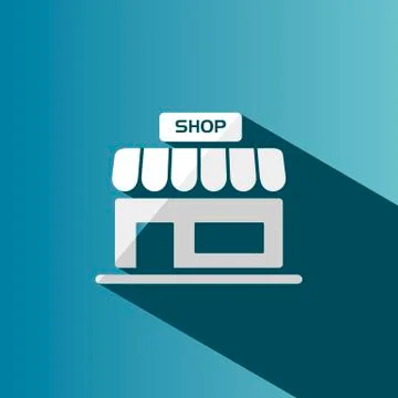 Shop icon with shadow on a blue background Stock Illustration