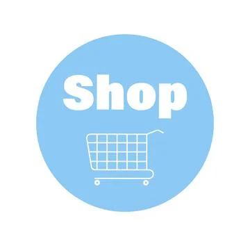 Shop icon with trolley. Support small business Stockillustratie