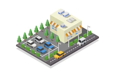 Shop isometric illustrated on background Stock Illustration