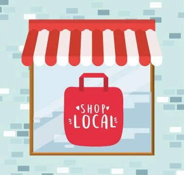 Shop local in bag inside store vector design 스톡 일러스트