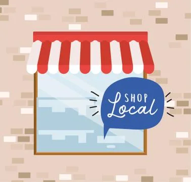Shop local in bubble inside store vector design 스톡 일러스트