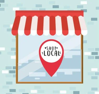 Shop local in gps mark inside store vector design 스톡 일러스트