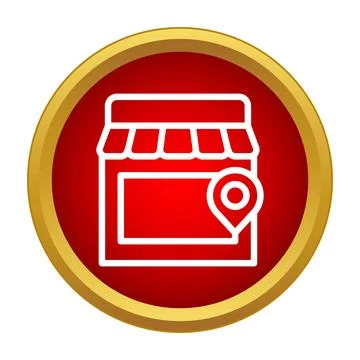 Shop location map pin red circle icon Ilustración de archivo