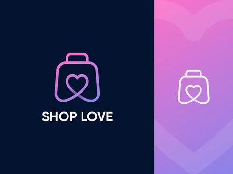 Shop love vector creative logo concept Stock Illustration
