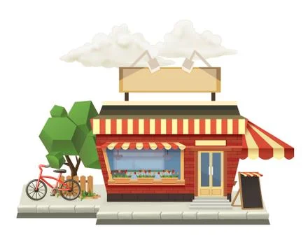 Shop, low poly vector icon Stock Illustration
