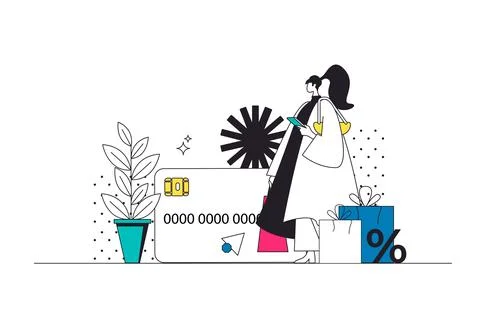 Shop Loyalty Program Outline Illustration 스톡 일러스트