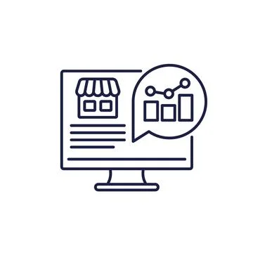 Shop metrics and performance line icon 스톡 일러스트