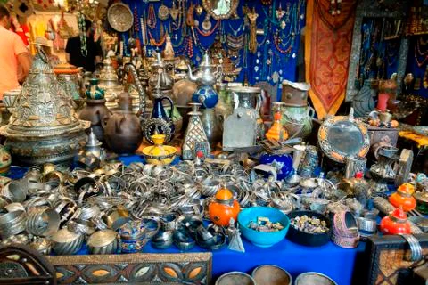 Shop of Moroccan handicraft items Stock Photos