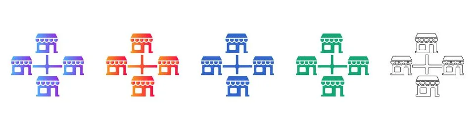 Shop Network Icons Set イラスト素材