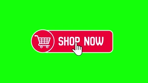 Shop Now Button Animation Click Cursor E-commerce Call to Action Green Screen Stock Footage 332447561