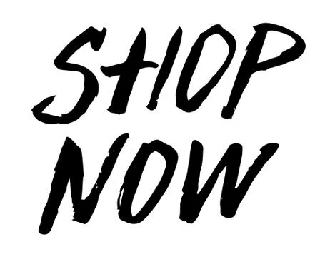 Shop Now. Hand written vector creative lettering. Stock Illustration