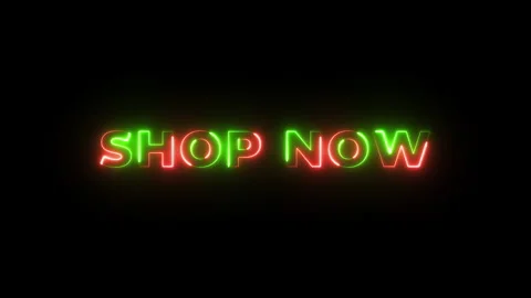 Shop Now Neon Text advertisement promo animation video with dark background . Hi Stock Footage 295977891