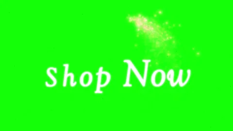 Shop now text animation with glowing magical particle dust over green screen Stock Footage 338387642