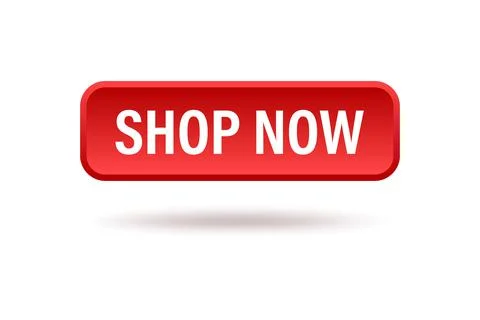 Shop now text on red button icon vector for graphic design, logo, web site, s Stockillustratie