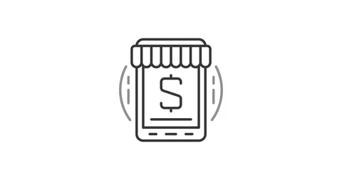 Shop in online application line icon animation Stock Footage 272612944