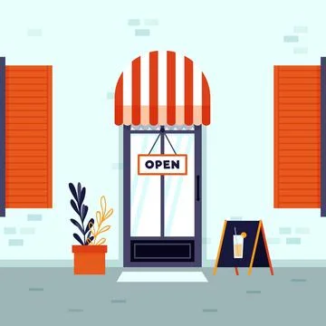 Shop with open sign Stock Illustration