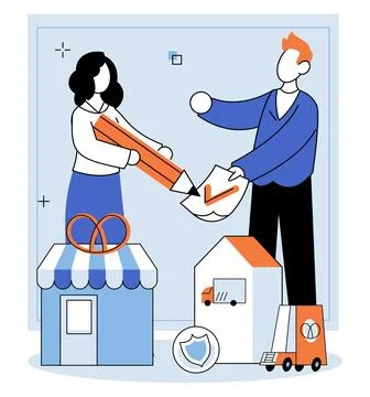 Shop owner. Developing comprehensive business plan is crucial for attracting Stock Illustration