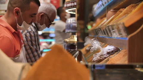 Shop Owners preparing for opening of the Spice Bazaar in Istanbul Stock Footage 143847152